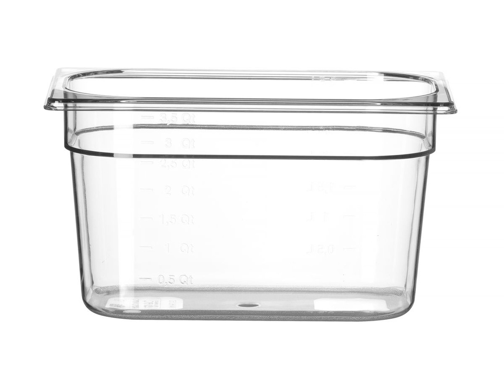 Indas GN 1/4 polikarbonatinis, HENDI, Profi Line, GN 1/4, 4L, Skaidri, 265x162x(H)150mm