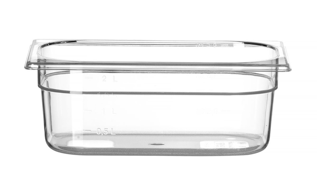 Indas GN 1/4 polikarbonatinis, HENDI, Profi Line, GN 1/4, 2,8L, Skaidri, 265x162x(H)100mm