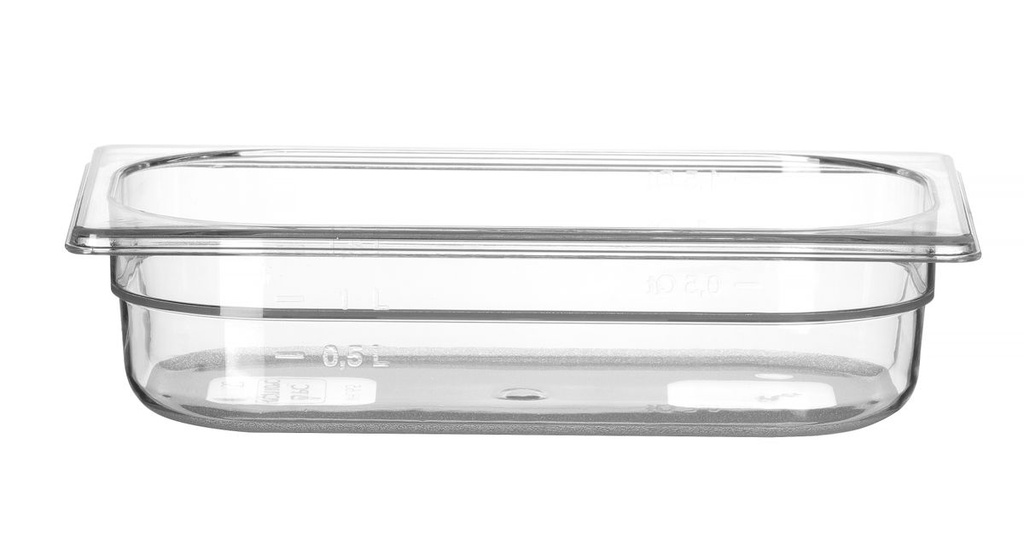 Indas GN 1/4 polikarbonatinis, HENDI, Profi Line, GN 1/4, 1,8L, Skaidri, 265x162x(H)65mm