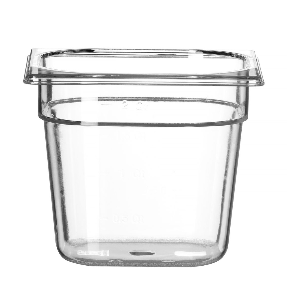 Indas GN 1/6 polikarbonatinis, HENDI, Profi Line, GN 1/6, 2,4L, Skaidri, 176x162x(H)150mm