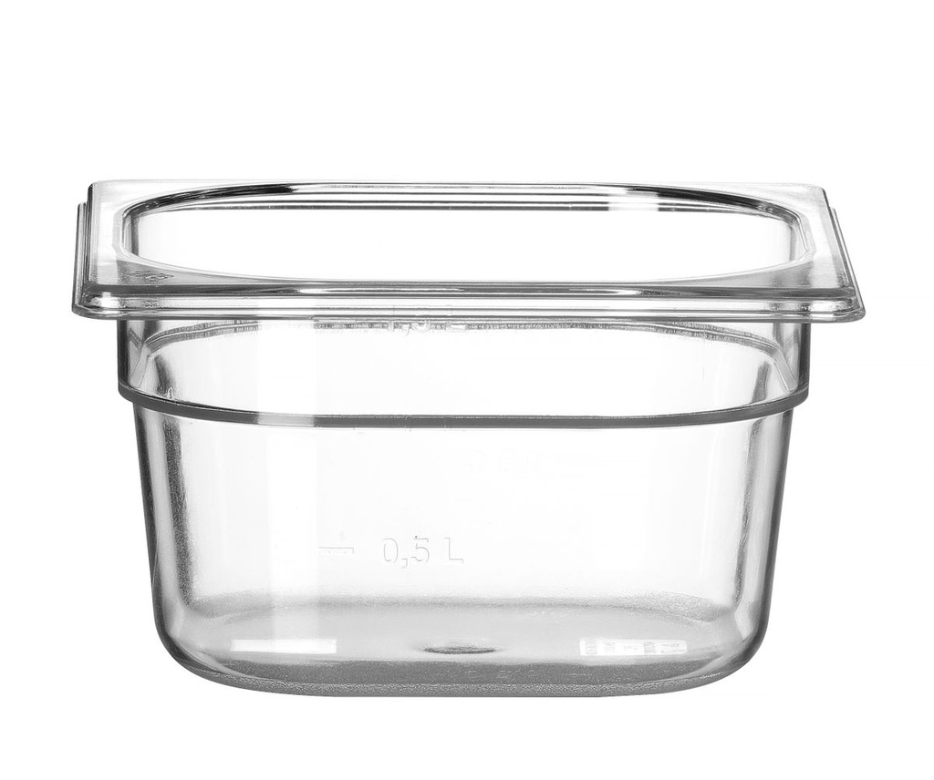 Indas GN 1/6 polikarbonatinis, HENDI, Profi Line, GN 1/6, 1,6L, Skaidri, 176x162x(H)100mm