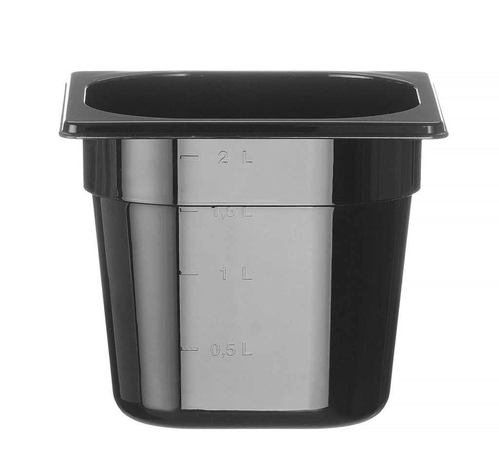 Indas GN 1/6 polikarbonatinis juodas, HENDI, Profi Line, GN 1/6, 2,4L, Juoda, 176x162x(H)150mm