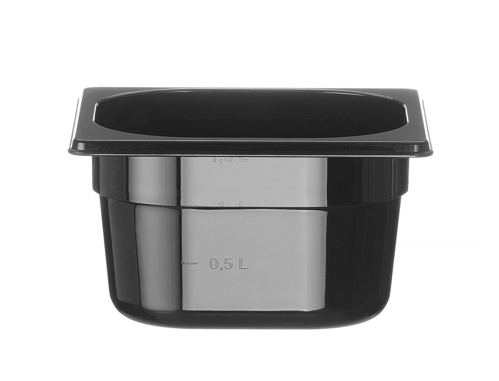 Indas GN 1/6 polikarbonatinis juodas, HENDI, Profi Line, GN 1/6, 1,6L, Juoda, 176x162x(H)100mm