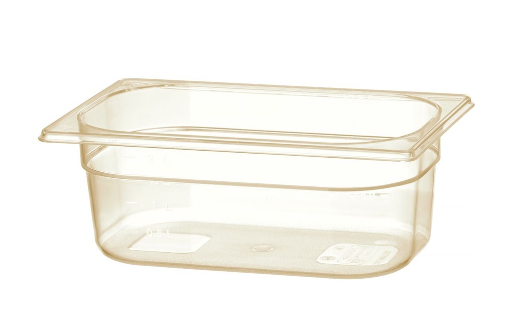 GN 1/4 indas, atsparus aukštai temperatūrai, HENDI, GN 1/4, 2,6L, Skaidri, 265x162x(H)100mm