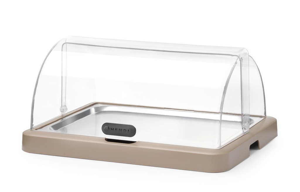 Šaldoma vitrina su slankiuoju gaubtu Duo UNIQ, HENDI, dizainas Robert Bronwasser, Viengubas, Smėlio, 460x355x(H)220mm, Stačiakampis