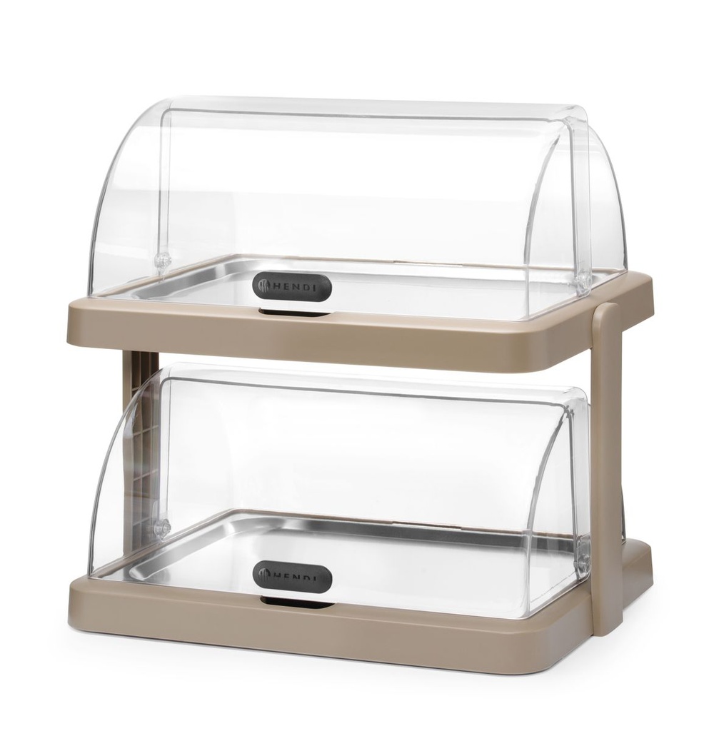 Šaldoma vitrina su slankiuoju gaubtu Duo UNIQ, HENDI, dizainas Robert Bronwasser, Dvigubas, Smėlio, 480x355x(H)480mm, Stačiakampis