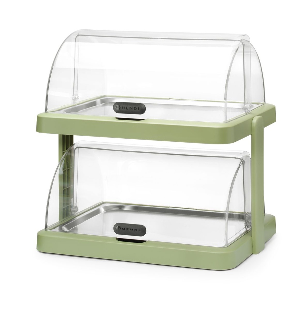 Šaldoma vitrina su slankiuoju gaubtu Duo UNIQ, HENDI, dizainas Robert Bronwasser, Dvigubas, Žalia, 480x355x(H)480mm, Stačiakampis
