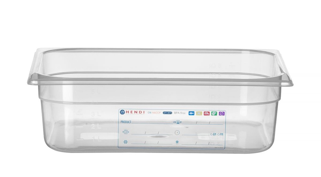 [BM-HENDI-880173] Indas GN 1/2 HACCP, HENDI, GN 1/2, 6,5L, Skaidri, 325x265x(H)100mm