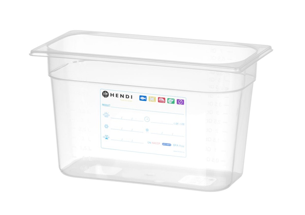 [BM-HENDI-880258] Indas GN 1/3 HACCP, HENDI, GN 1/3, 7,8L, Skaidri, 325x176x(H)200mm