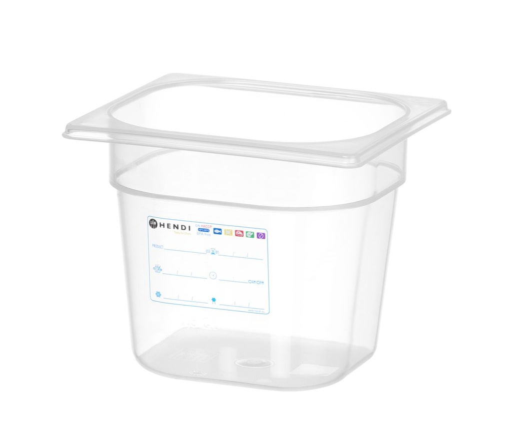 [BM-HENDI-880463] Indas GN 1/6 HACCP, HENDI, GN 1/6, 2,4L, Skaidri, 176x162x(H)150mm