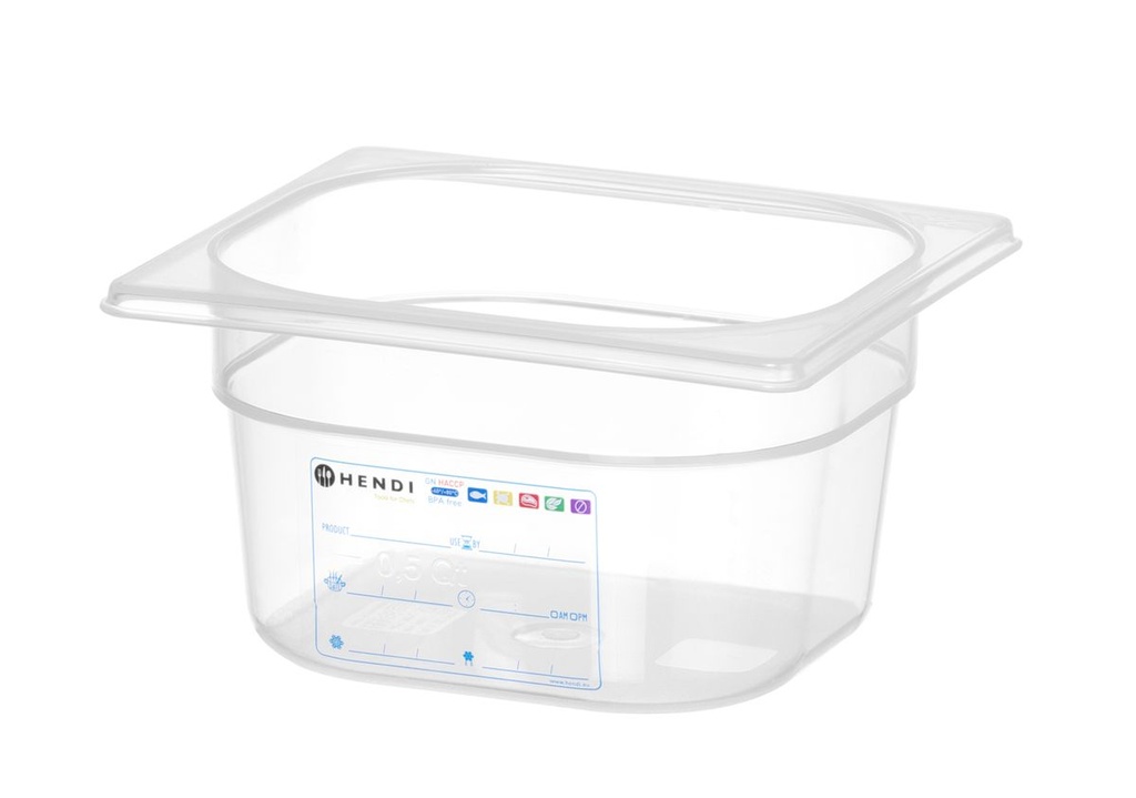 [BM-HENDI-880470] Indas GN 1/6 HACCP, HENDI, GN 1/6, 1,6L, Skaidri, 176x162x(H)100mm