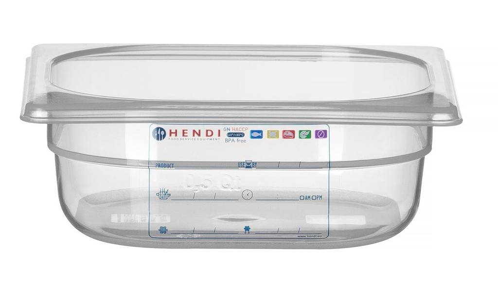 [BM-HENDI-880487] Indas GN 1/6 HACCP, HENDI, GN 1/6, 1L, Skaidri, 176x162x(H)65mm