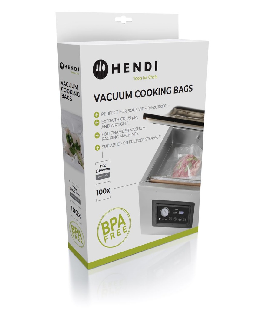 [BM-HENDI-970676] Sous-vide gaminimo maišeliai vakuuminio pakavimo mašinoms, HENDI, 100 pcs., 200x150mm