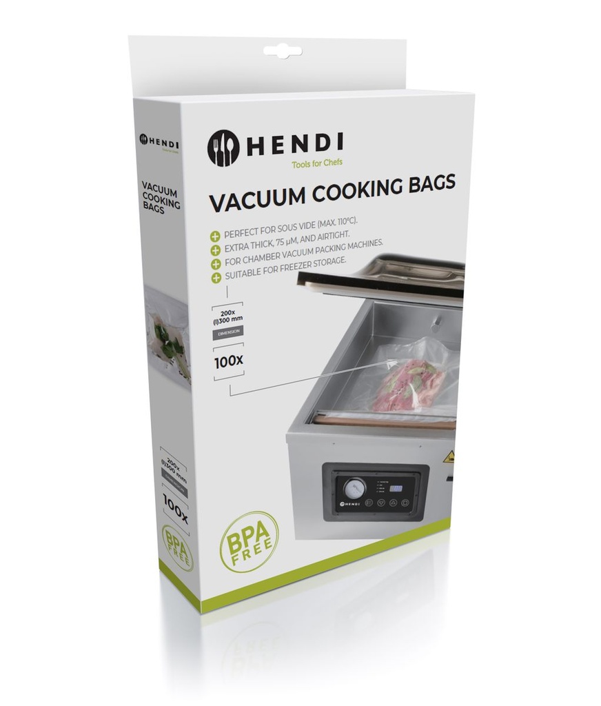 [BM-HENDI-970683] Sous-vide gaminimo maišeliai vakuuminio pakavimo mašinoms, HENDI, 100 pcs., 300x200mm