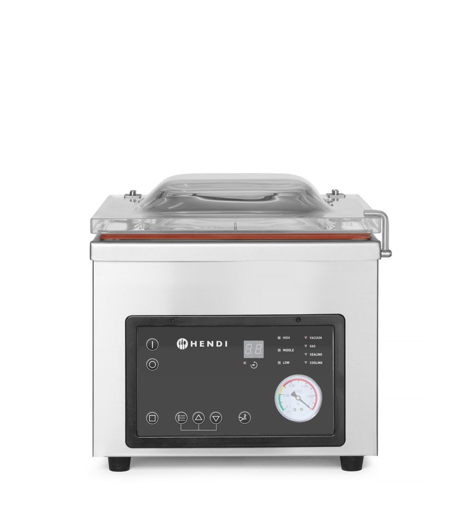 [BM-HENDI-975251] Kamerinė vakuuminio pakavimo mašina, HENDI, Profi Line, Sandarinimo juosta 260 mm, 230V/370W, 330x480x(H)360mm