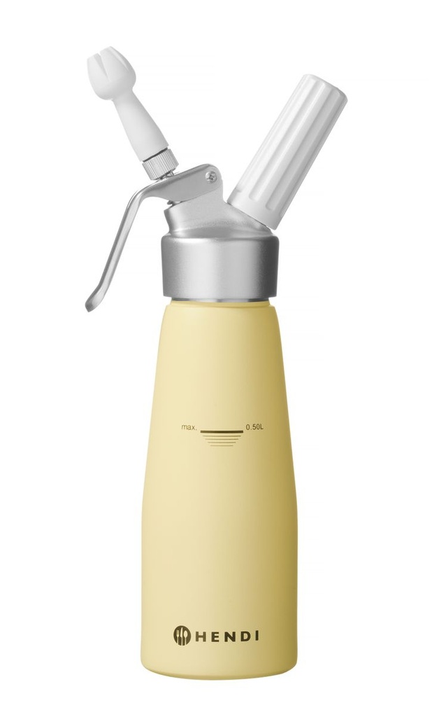[BM-HENDI-975855] Grietinėlės plaktuvas (sifonas), HENDI, 0,5L, Pastelinė geltona, ⌀80x(H)260mm