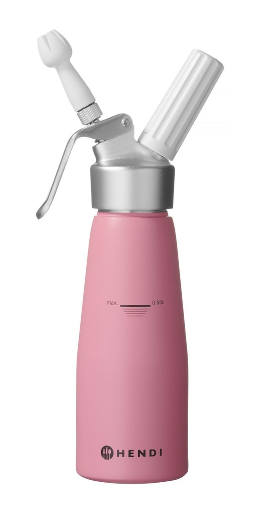 [BM-HENDI-975886] Grietinėlės plaktuvas (sifonas), HENDI, 0,5L, Pastelinė rožinė, ⌀80x(H)260mm